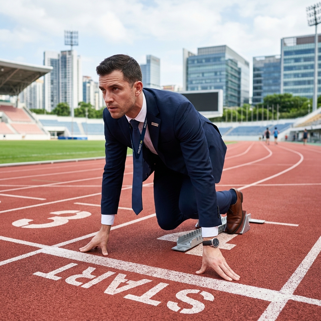 Businessman ready to race