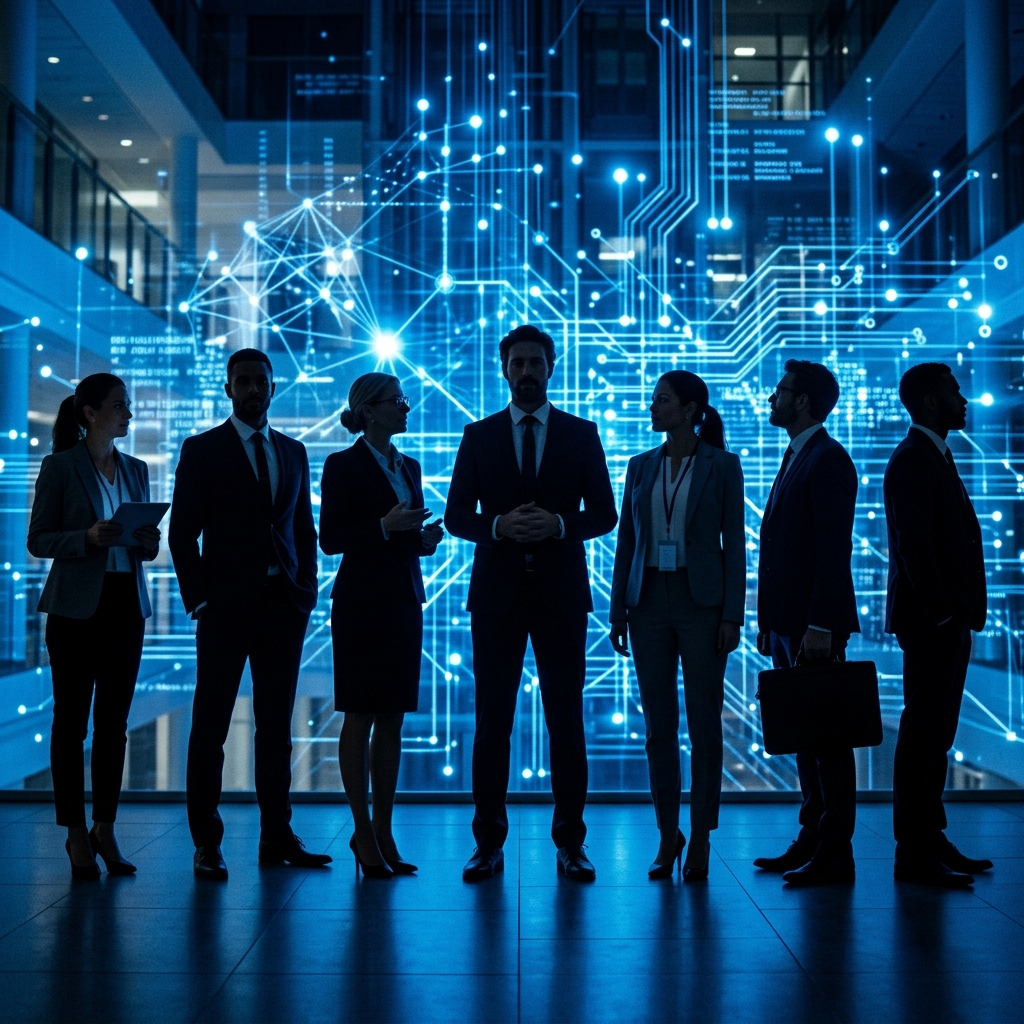 Business network silhouettes